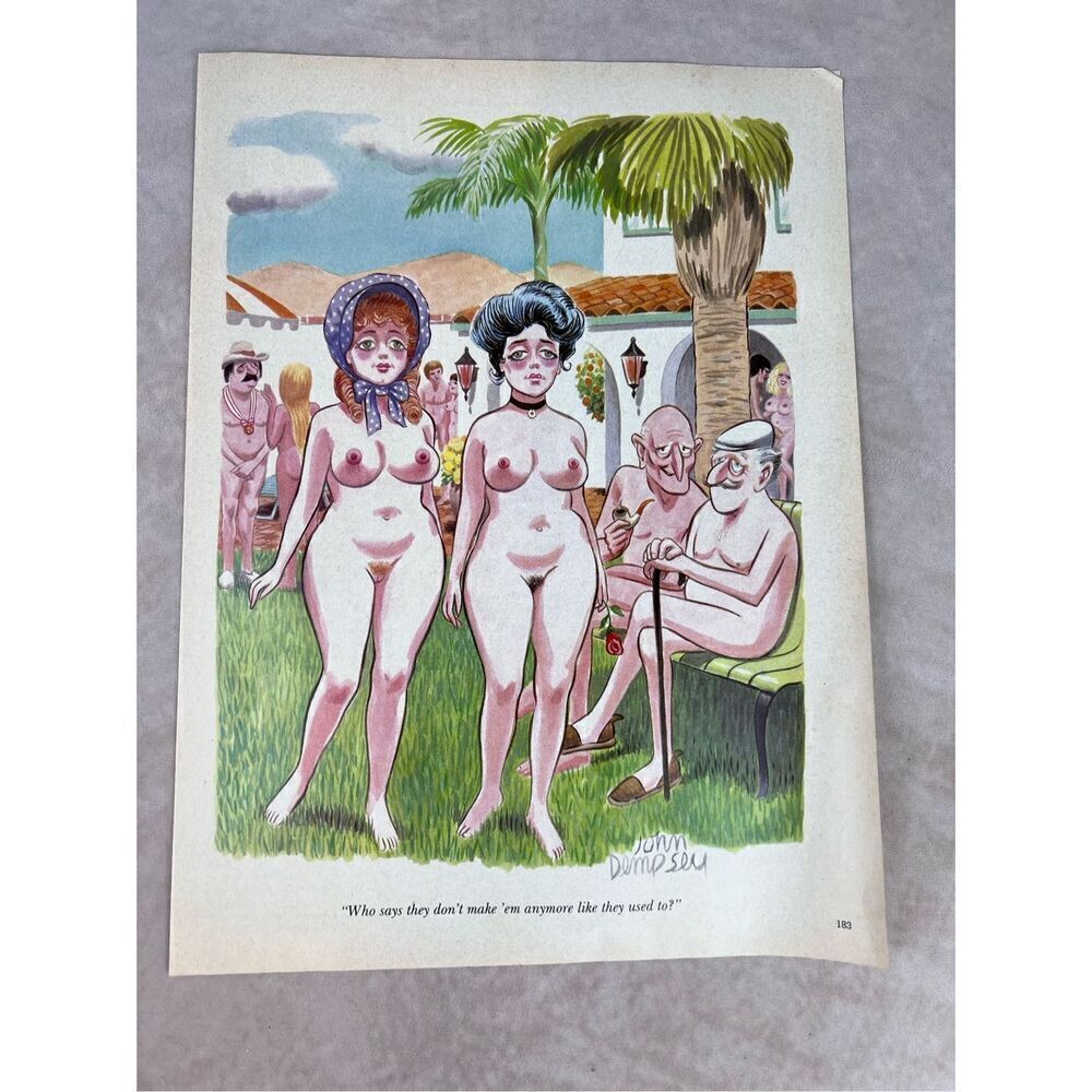 1980s Sexy Adult Cartoon Nude Vintage Print Ad Poster Pinup Art Magazine Page